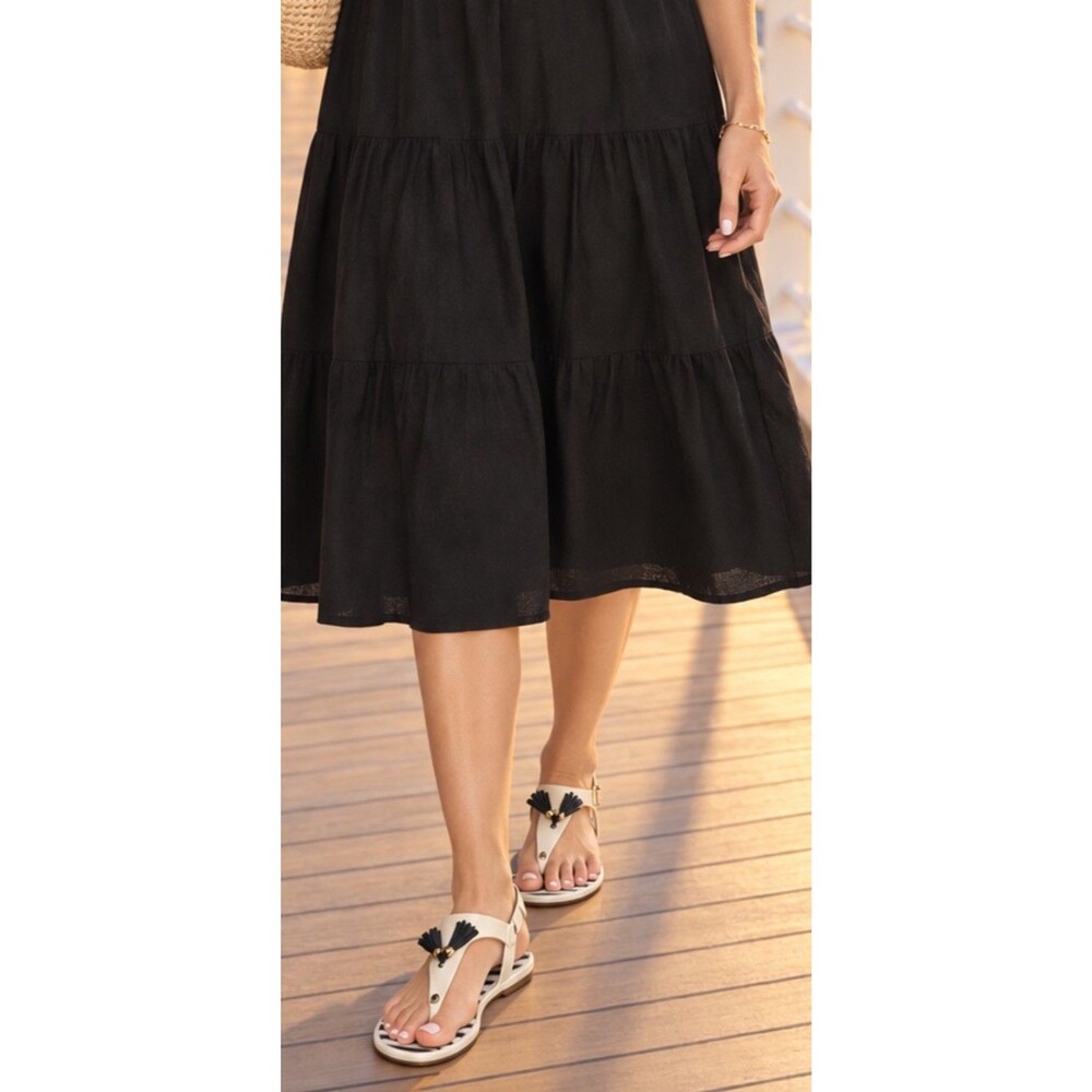 Henri Bendel Cream Striped Jelly T-Strap Sandals Black Tassels Gold Hardware